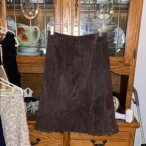 Multiples Brown A-line Midi Skirt (100% leather and lined)